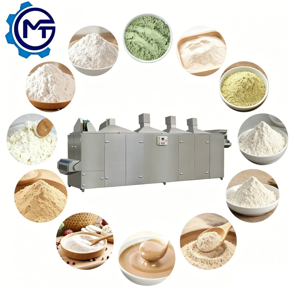 Hygienic Stainless Steel Infant Rice Powder Processing Line Automatic 500kg/h Capacity PLC Controlled