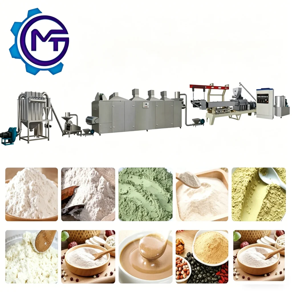 Fully Automatic 500kg/h Baby Cereal Nutrition Powder Extrusion Drying Line with PLC Control