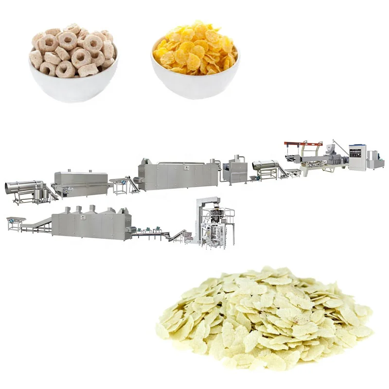 200kg/h Breakfast Cereal Extruder Making Machine Hot Sale Corn Flake Production Line