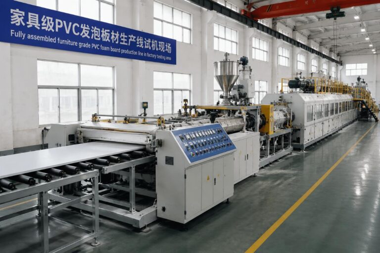 Fully assembled furniture grade PVC foam board production line in factory testing area