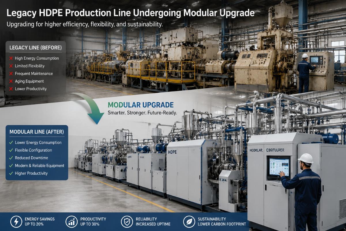 Legacy HDPE production line undergoing modular upgrade