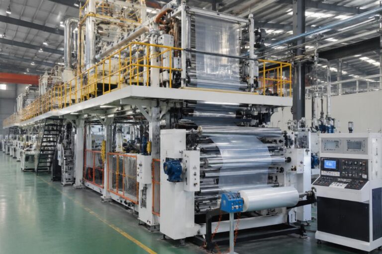Multi-layer sheet coextrusion line running stable production in a factory workshop