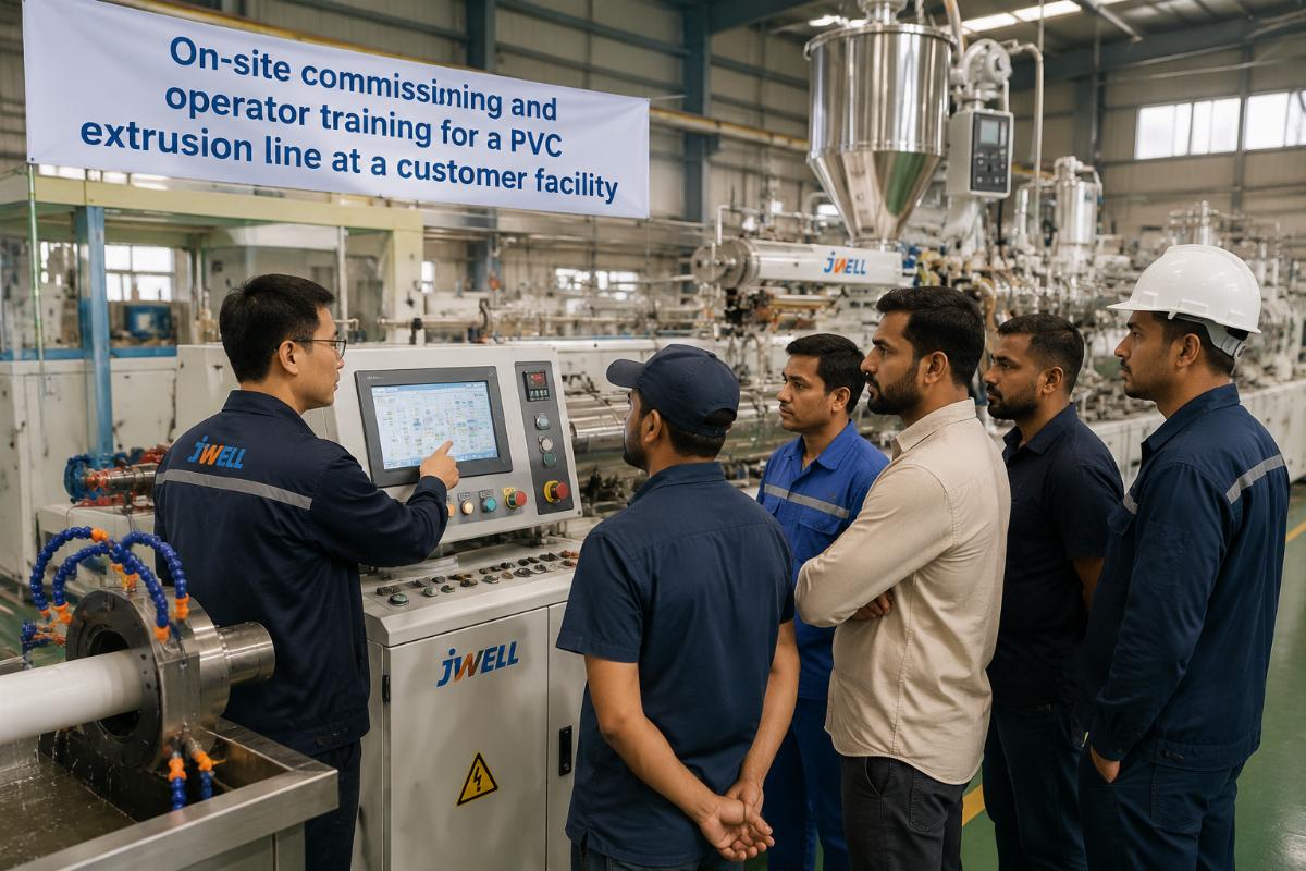 On-site commissioning and operator training for a PVC extrusion line at a customer facility