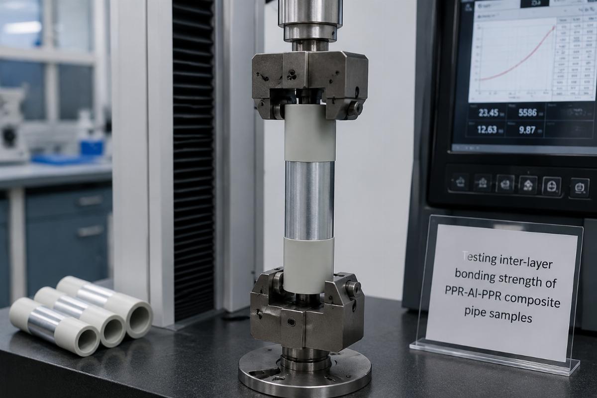 Testing inter-layer bonding strength of PPR-Al-PPR composite pipe samples