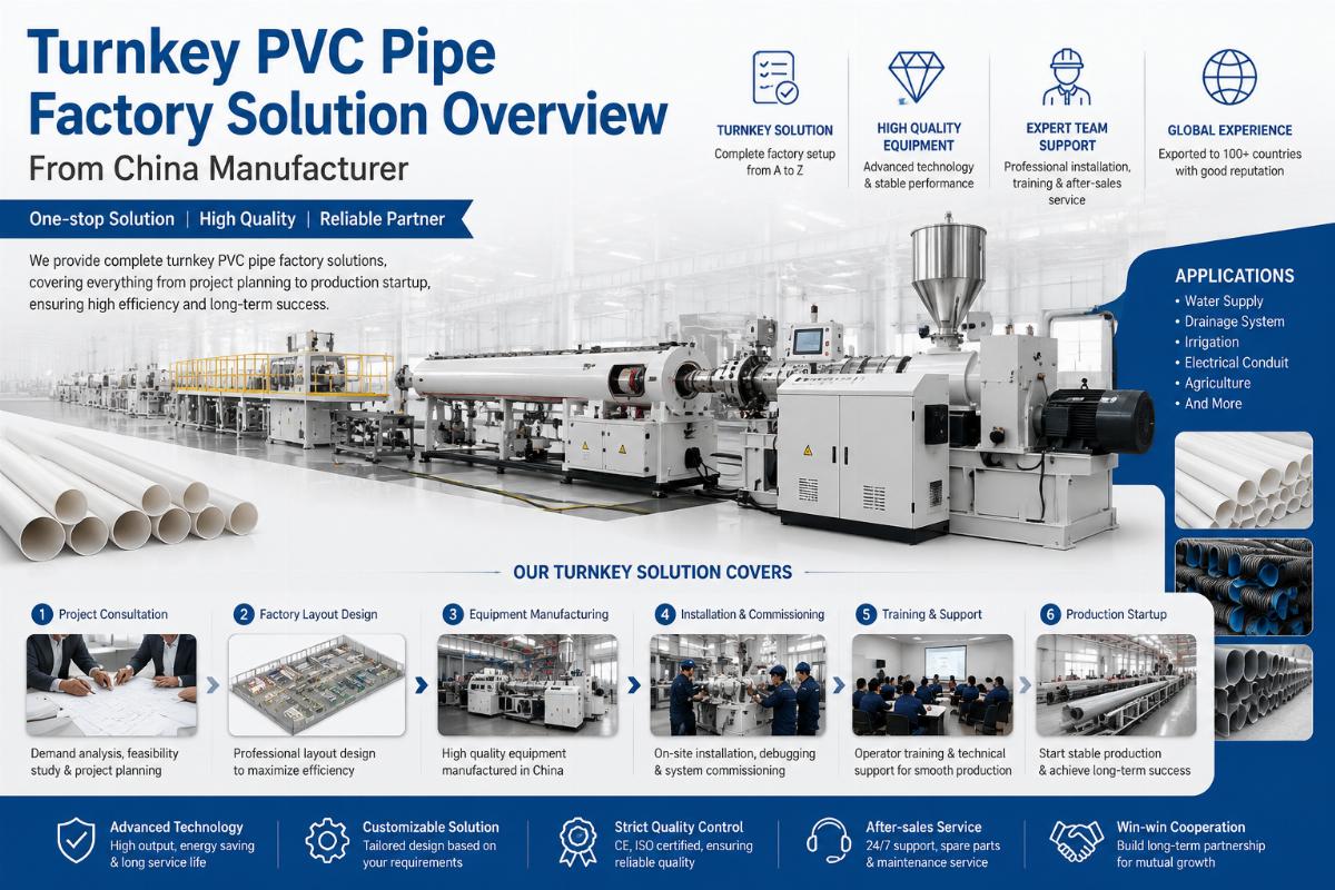 Turnkey PVC pipe factory solution overview from China manufacturer
